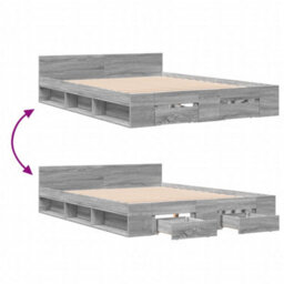 Berkfield Bed Frame With Drawers Without Mattress Grey Sonoma 150X200 Cm King Size - thumbnail 7