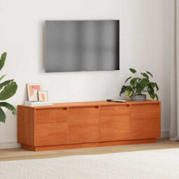 Berkfield Modern Tv Cabinet Brown 156 X 37 X 45 Cm Solid Pine Wood - thumbnail 2