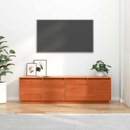 Berkfield Modern Tv Cabinet Brown 156 X 37 X 45 Cm Solid Pine Wood - thumbnail 4
