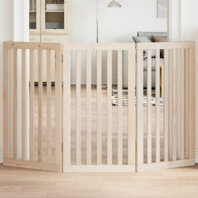 Walplus Wood Dog Gate Foldable 3 Panels 150 Cm Poplar - Pet Barrier - image 1