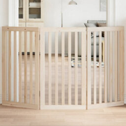Walplus Wood Dog Gate Foldable 3 Panels 150 Cm Poplar - Pet Barrier - thumbnail 1