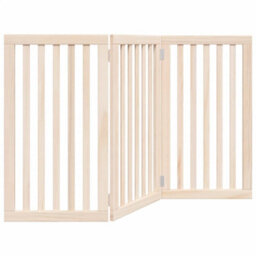 Walplus Wood Dog Gate Foldable 3 Panels 150 Cm Poplar - Pet Barrier - thumbnail 6