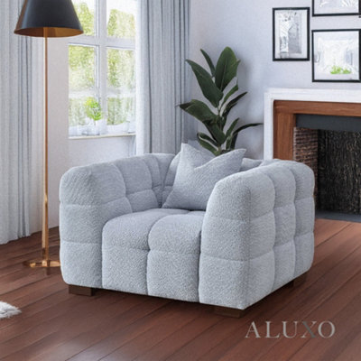 Aluxo Cooper Modern Boucle 3 Seater Sofa Dolphin Grey Medium Firm Deep Cushion