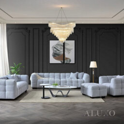 Aluxo Cooper Modern Boucle 3 Seater Sofa Dolphin Grey Medium Firm Deep Cushion - thumbnail 9