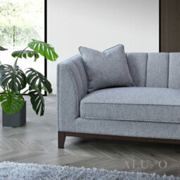 Aluxo Cooper Modern Boucle 3 Seater Sofa Dolphin Grey Medium Firm Deep Cushion - thumbnail 4