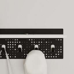 Decortie Modern 7 Hooks Wall Mounted Popy Hanger With Floating Shelf Laser-Cut Metal Surface White - thumbnail 4
