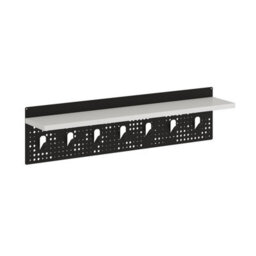 Decortie Modern 7 Hooks Wall Mounted Popy Hanger With Floating Shelf Laser-Cut Metal Surface White - thumbnail 2