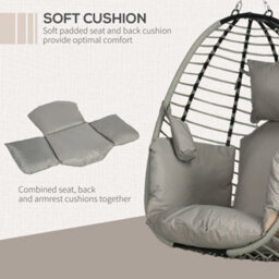 Outsunny Hanging Swing Chair W/ Thick Cushion, Hanging Chair, Grey - thumbnail 6