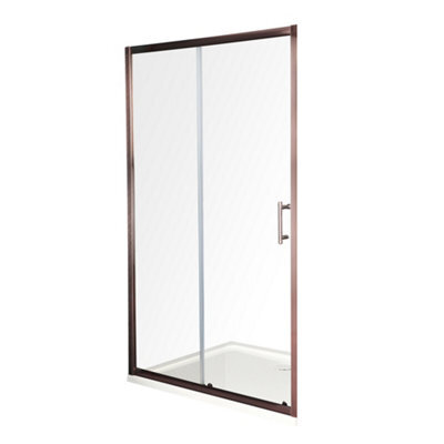 Homestylestore Copper Reversible Wet Room Sliding Door Shower Enclosure With White Tray And Fast Flow Waste 1000 X 800mm - image 1