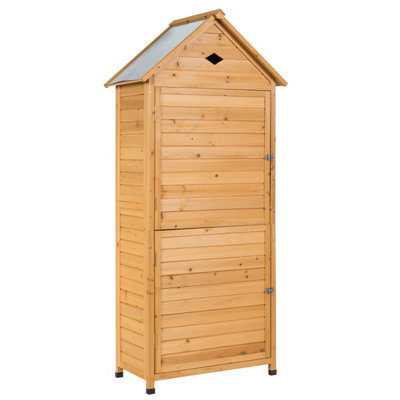 Costway Garden Shed Wooden Cabinet W/ Lockable Door 5 Shelves Galvanized Roof - image 1