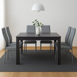 Kosy Koala Modern Charcoal Dining Table Set With 6 Grey Faux Leather Chairs Dining Room Furniture - thumbnail 2