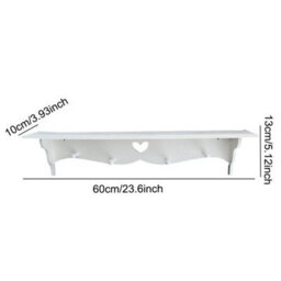 White Heart Floating Wall Shelf With Hooks Display Storage - thumbnail 2
