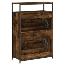 Berkfield Shoe Cabinet Smoked Oak 75X34X112 Engineered Wood - thumbnail 7