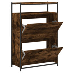 Berkfield Shoe Cabinet Smoked Oak 75X34X112 Engineered Wood - thumbnail 2