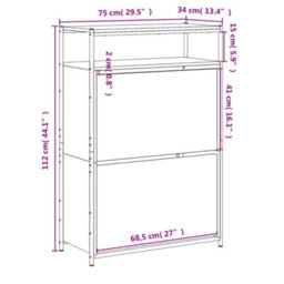 Berkfield Shoe Cabinet Smoked Oak 75X34X112 Engineered Wood - thumbnail 9