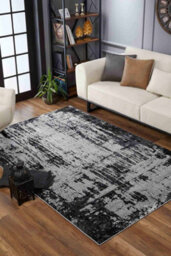 Serenity Modern Abstract Abrasion Contemporary Area Rugs Black 200X290 Cm - thumbnail 3