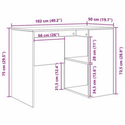 Berkfield Writing Desk Black Oak Engineered Wood Compact - thumbnail 9