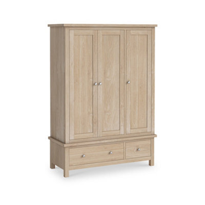 Farro Oak Triple Wardrobe With 2 Drawers - By Roseland Furniture - image 1