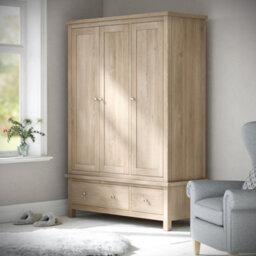 Farro Oak Triple Wardrobe With 2 Drawers - By Roseland Furniture - thumbnail 2