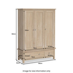 Farro Oak Triple Wardrobe With 2 Drawers - By Roseland Furniture - thumbnail 9