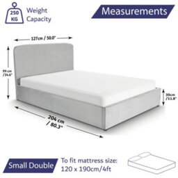 Home Treats Velvet Ottoman Bed Frame Small Double Storage Bed Frame - No Mattress - thumbnail 7