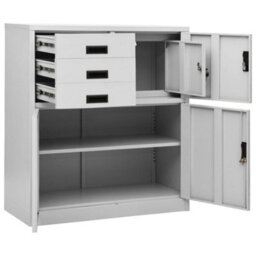 Berkfield Durable Office Cabinet Light Grey 90X40X102 Cm Steel - thumbnail 6