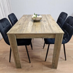 Kosy Koala Rustic Effect Dining Table Set With 4 Black Velvet Chairs - 4 Seater Dining Room Furniture Set - thumbnail 6