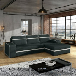 Finn Living Room Corner Sofa Bed With Sinuous Spring Wooden Frame Legs Storage Container 285X165X90Cm Graphite And White Right - thumbnail 2