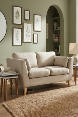 Loft Home Aria Classic Natural Oatmeal 2 Seater Fabric Sofa - image 1