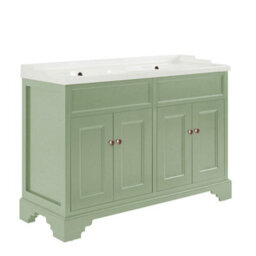 Homestylestore Pastel Green 1210mm Bathroom Vanity Unit And Round Aged Bronze Handles