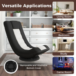 Costway Folding Floor Chair 360 Swivel Gaming Chair With 4-Position Adjustable Backrest For Gaming Reading-White - thumbnail 8
