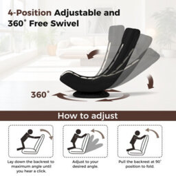 Costway Folding Floor Chair 360 Swivel Gaming Chair With 4-Position Adjustable Backrest For Gaming Reading-White - thumbnail 7