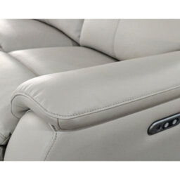 Aspire Kingsmere 3 Seater Power Recliner Sofa In Real Leather, Pewter - thumbnail 6