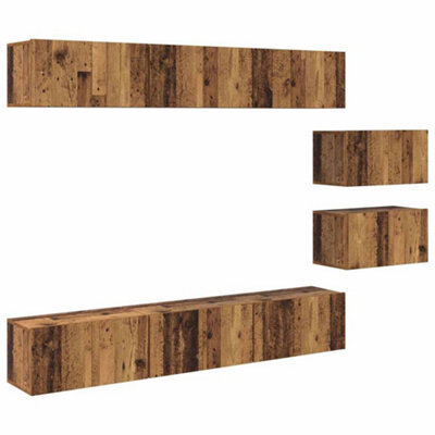 Berkfield Modern Tv Cabinet 8 Pcs Old Wood 60 X 30 X 30.5 Cm Engineered Wood - image 1