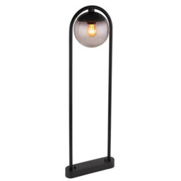 Luminosa Lighting Luminosa Michael Outdoor Bollard Matt Black Ip44 Smoke Glass Shade 1X E27