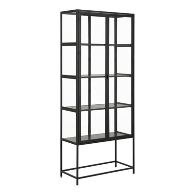 Furniture To Go Seaford Tall Black Metal 2 Door Display Cabinet - image 1