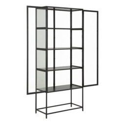 Furniture To Go Seaford Tall Black Metal 2 Door Display Cabinet - thumbnail 4