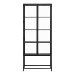 Furniture To Go Seaford Tall Black Metal 2 Door Display Cabinet - thumbnail 2