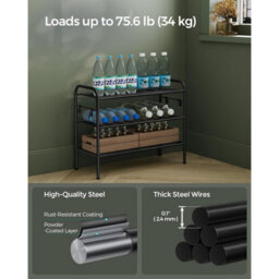 3-Tier Shoe Rack, Metal Shoe Shelf With Hooks, Adjustable Entryway Organizer For Closet And Hallway, Ink Black - thumbnail 4