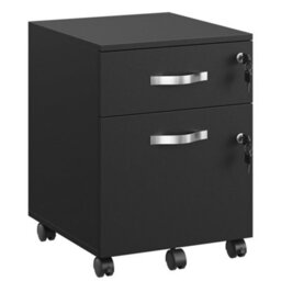 LEDREM Lockable File Cabinet, Filing Pedestal With 2 Drawers, 5 Wheels, And Adjustable Hanging Rails, Textured Surface,black - thumbnail 2
