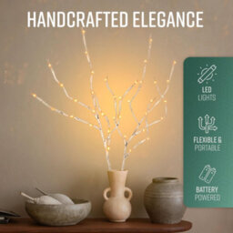 Globrite Led Twig Branch Lights - 2-Pack, 20 Leds Warm White - Battery Operated Decorative Willow Branches For Festive Home Décor - thumbnail 3