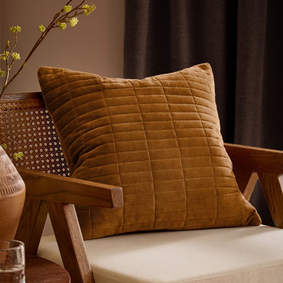 Yard Dales Quilted 100% Cotton Velvet Polyester Filled Cushion, Pecan, 50 X 50Cm - image 1
