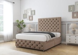 "Comfort Florida Mink Naples Divan Bed Base 2 Drawers Right Side - 26"" Strutted  & 12"" Footboard 6' Super King" - thumbnail 4