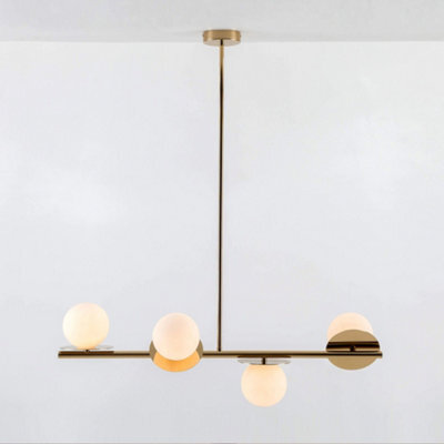 Houseof Brass Frosted Glass Opal Ball Shade Disk Ceiling Light - Gold - image 1