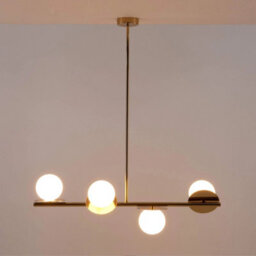 Houseof Brass Frosted Glass Opal Ball Shade Disk Ceiling Light - Gold - thumbnail 7