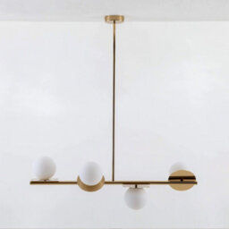 Houseof Brass Frosted Glass Opal Ball Shade Disk Ceiling Light - Gold - thumbnail 5