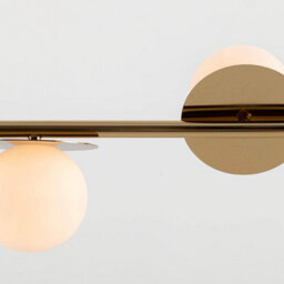 Houseof Brass Frosted Glass Opal Ball Shade Disk Ceiling Light - Gold - thumbnail 3