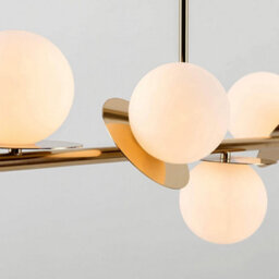 Houseof Brass Frosted Glass Opal Ball Shade Disk Ceiling Light - Gold - thumbnail 2