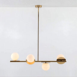 Houseof Brass Frosted Glass Opal Ball Shade Disk Ceiling Light - Gold