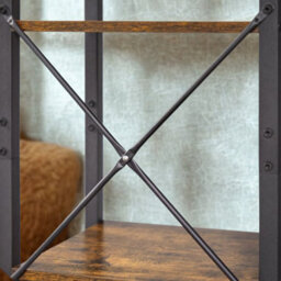 FURNOLD Industrial 6 Tier Tall Narrow Bookcase Shelves Rustic Brown - thumbnail 3